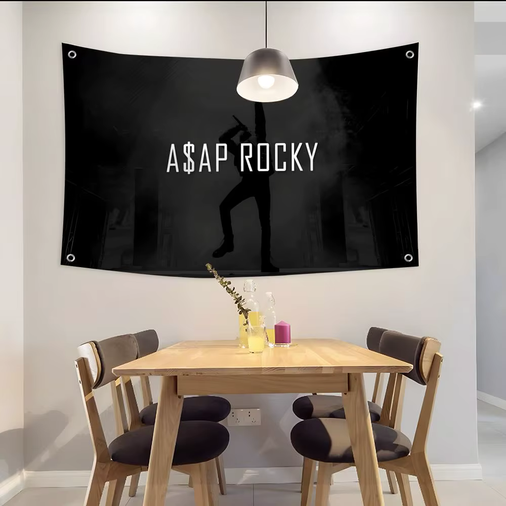 ASAP R-Rocky Rapper Singer Flags Toiles murales personnalisées pour camping