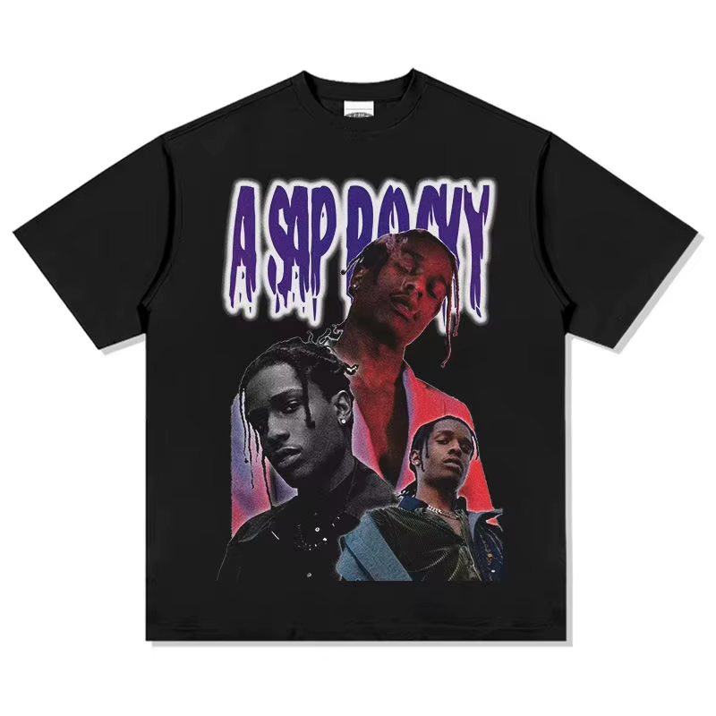 T-shirt en coton avec portrait graphique ASAP Rocky