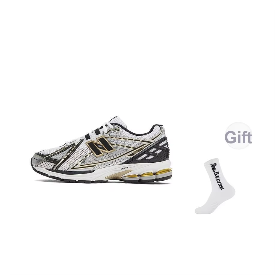 New Balance NB 1906R Chaussures de course basses unisexes tendance rétro polyvalentes en maille textile et cuir synthétique blanc argenté