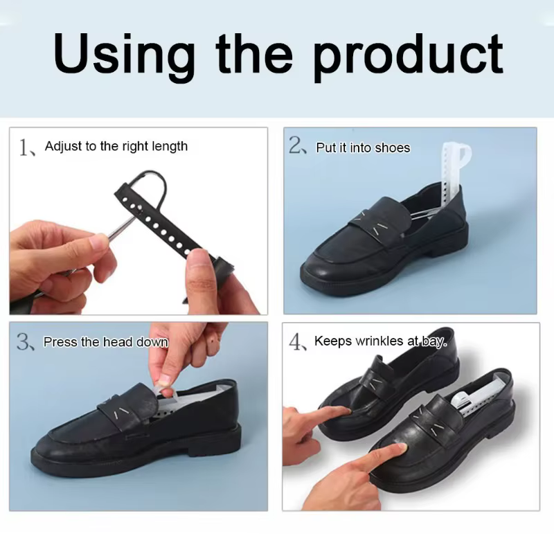 Embauchoir en plastique réglable et portable pour chaussures en cuir homme et femme