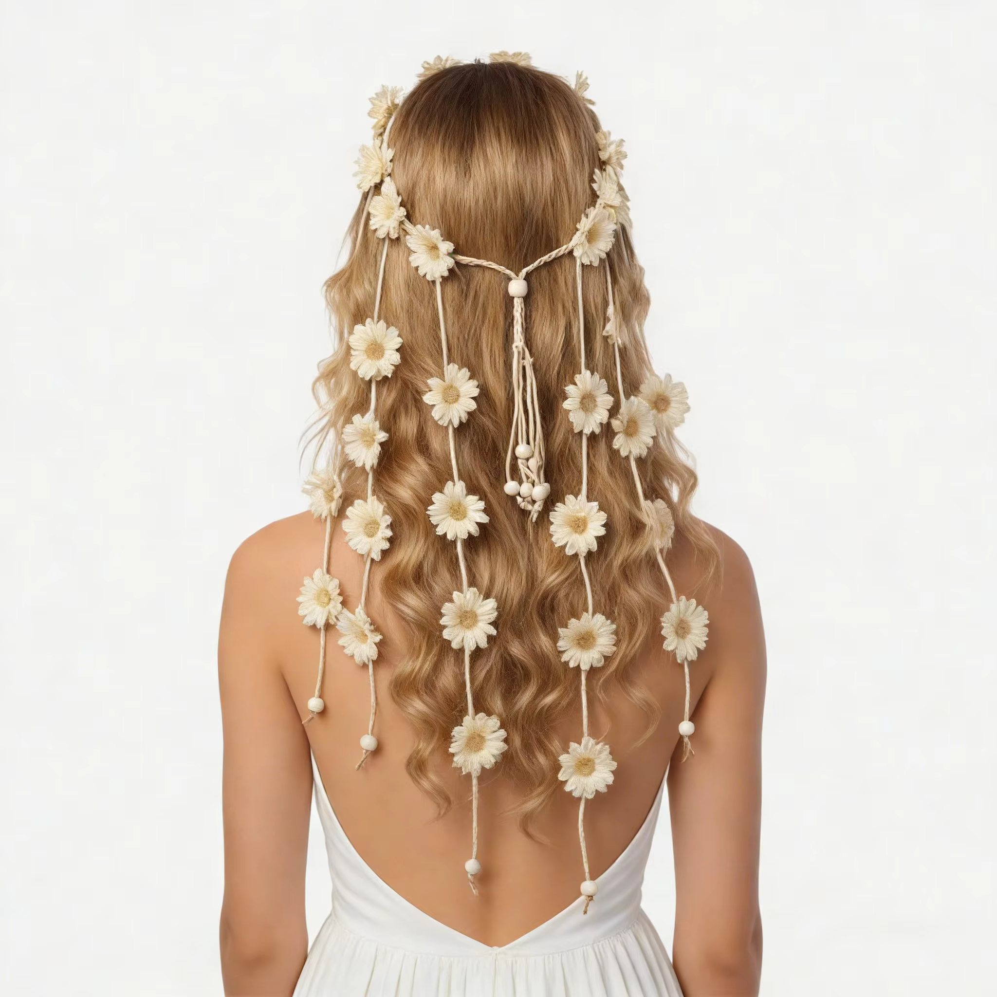 Fleur Hippie bandeau couronne florale Behemain tournesols perles ajuster fleur coiffure cheveux accessoires