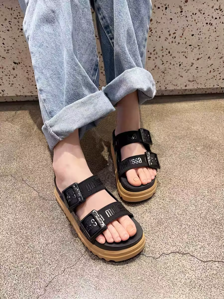 Mini Melissa été mode transfrontalière femmes décontracté plate-forme pantoufles dames sans lacet semelle épaisse glisser fille chaussure de plage 35-40