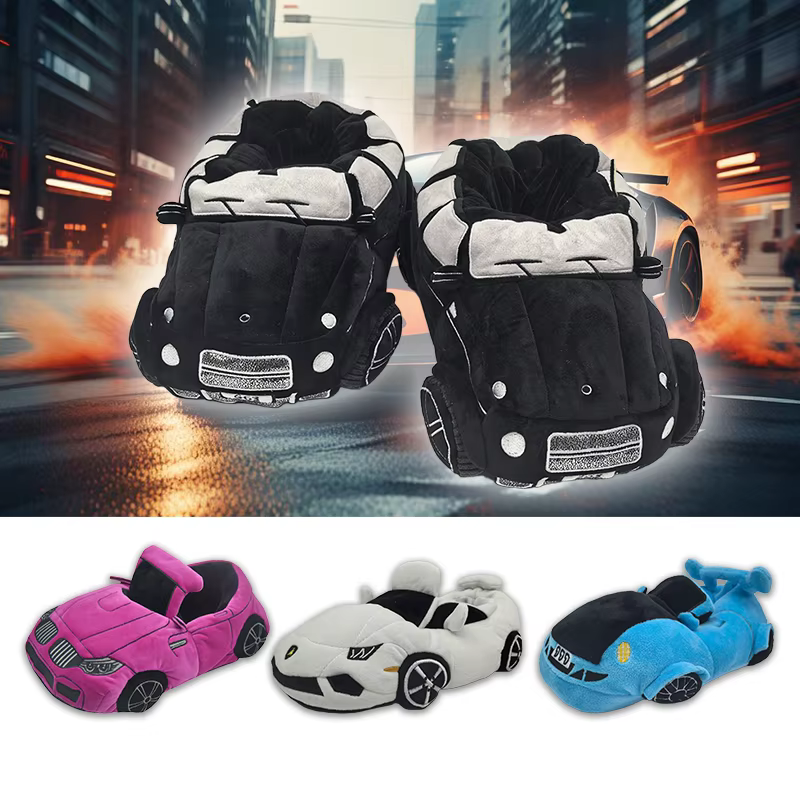 Chaussures en peluche multi-styles en forme de voiture pour hommes et femmes, pantoufles d'intérieur de maison, cadeau de noël, nouvelle collection hiver automne 2025