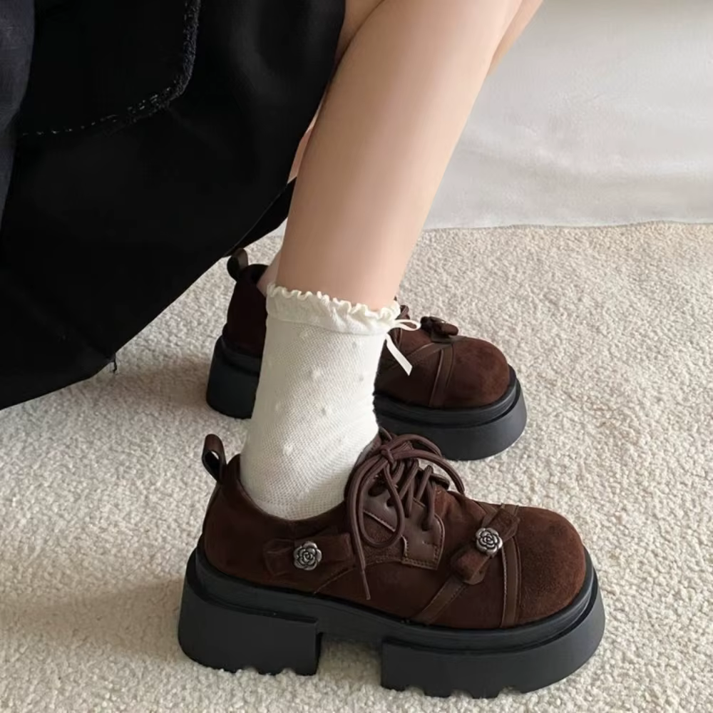 Chaussures à plateforme tendance Y2K pour femmes avec boucle rose et lanières