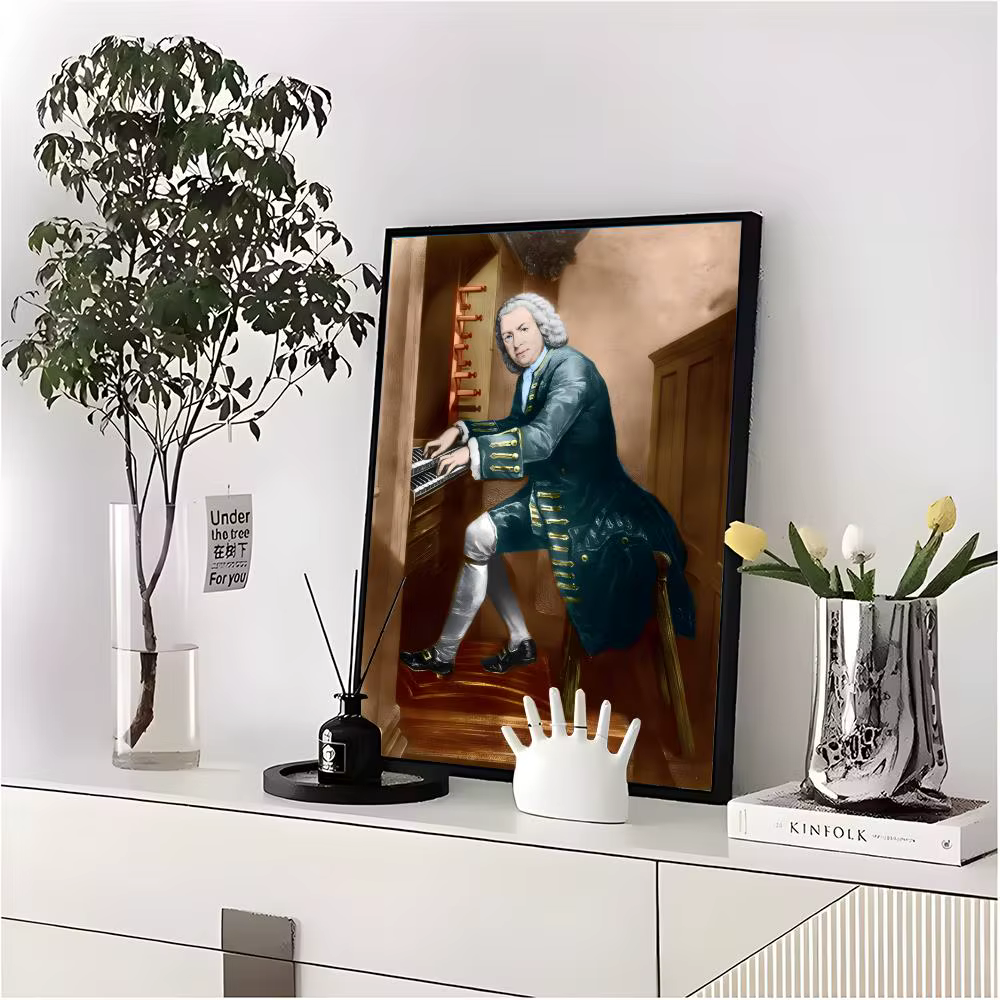 Affiche de compositeur baroque Johann Sebastian Bach, de qualité supérieure, pour la maison, la salle, le Bar, le café, décoration murale, article cadeau