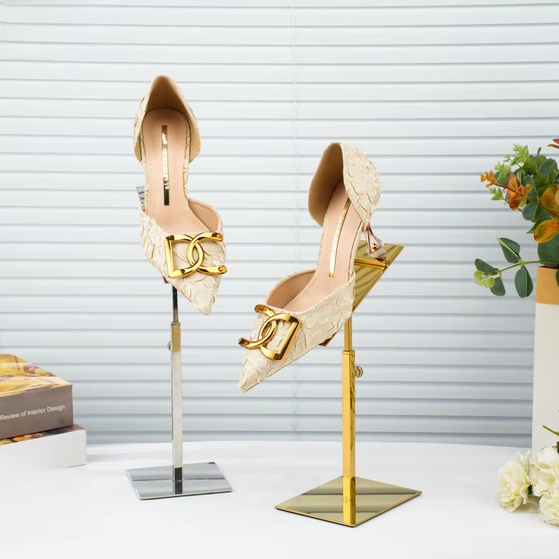 Présentoir à chaussures en acier inoxydable pour hommes et femmes