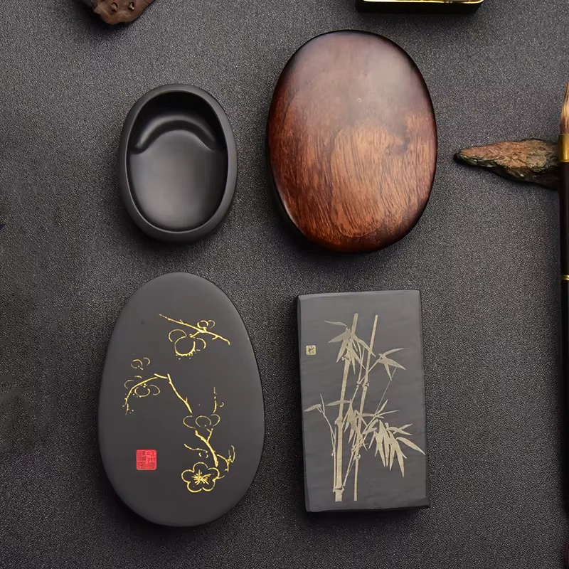 Petite pierre à encre portable, calligraphie de style chinois, jetée régulière, écriture au pinceau pour étudiants, pierre brute She Inkstone