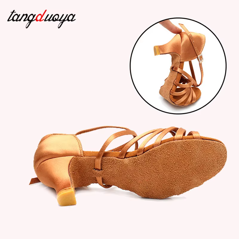 Chaussures de danse latine à talons hauts pour femmes, chaussures de danse de salon, tango, salsa, talons hauts 5,5/7,5 cm, chaussures d'entraînement professionnelles