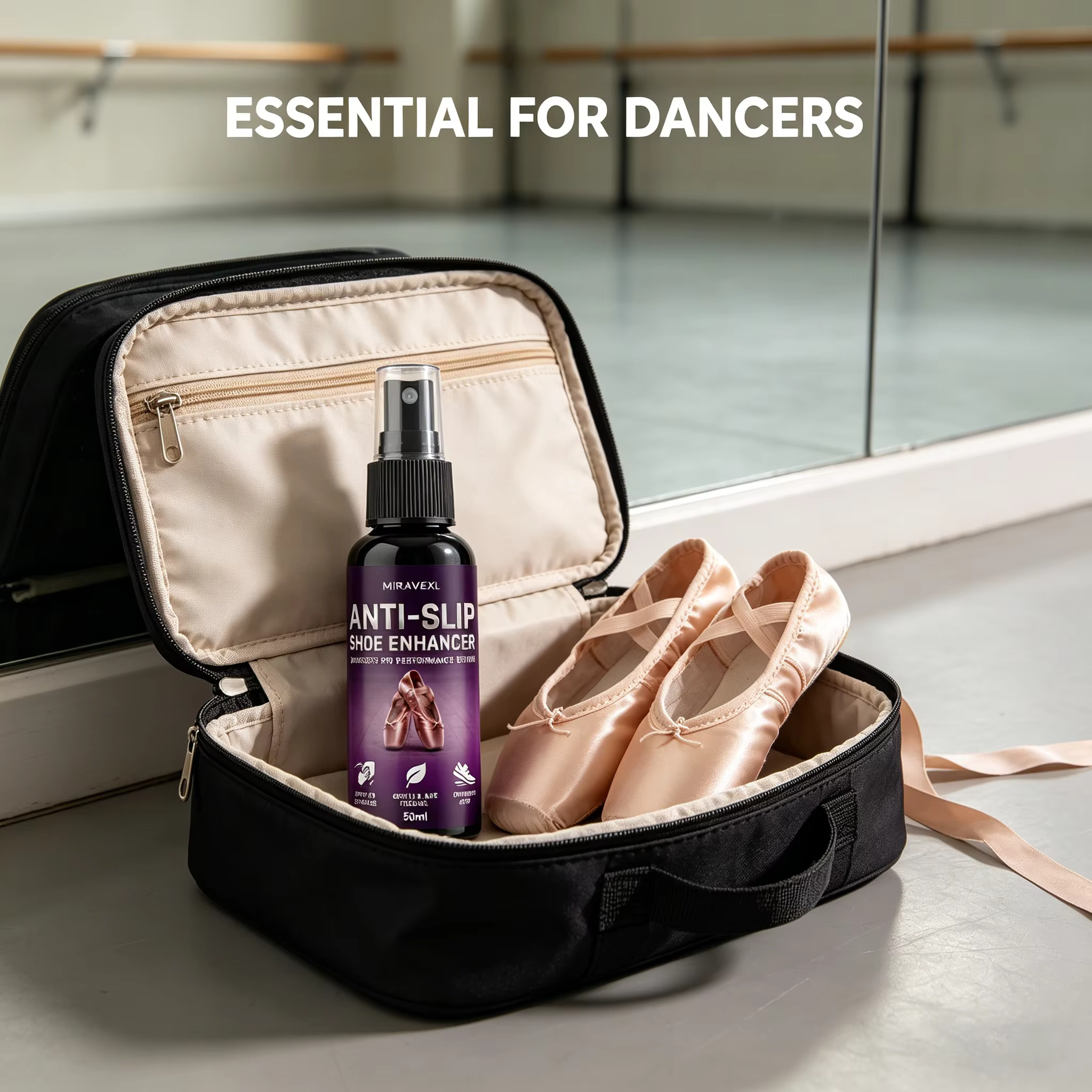 Spray pour chaussures de danse - Améliorateur d'adhérence et antidérapant pour pointes et rubans - Traction instantanée pour le ballet - Portable 30/50ml