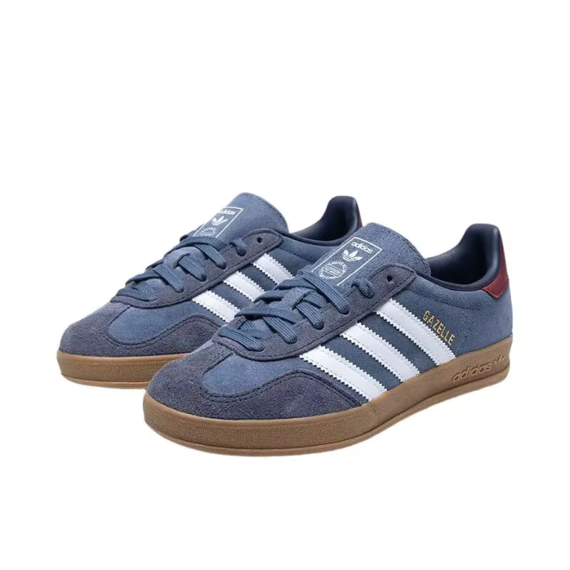 Adidas Originals Gazelle Indoor Homme Femme Retro Anti-Slip Chaussures de sport confortables Unisexe German Training Bleu marine Blanc JI3522