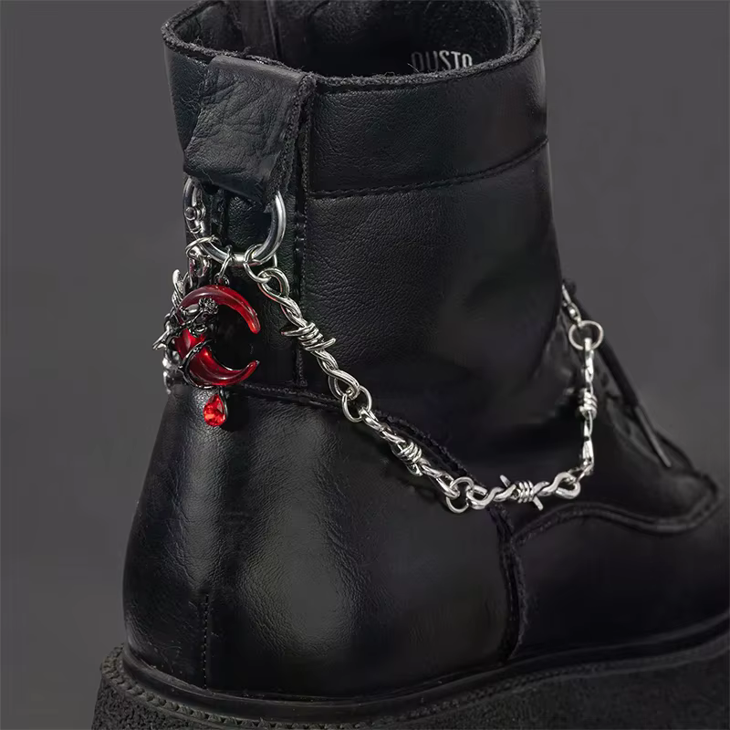 Chaîne de décoration de chaussures rétro gothique Punk à Double épine