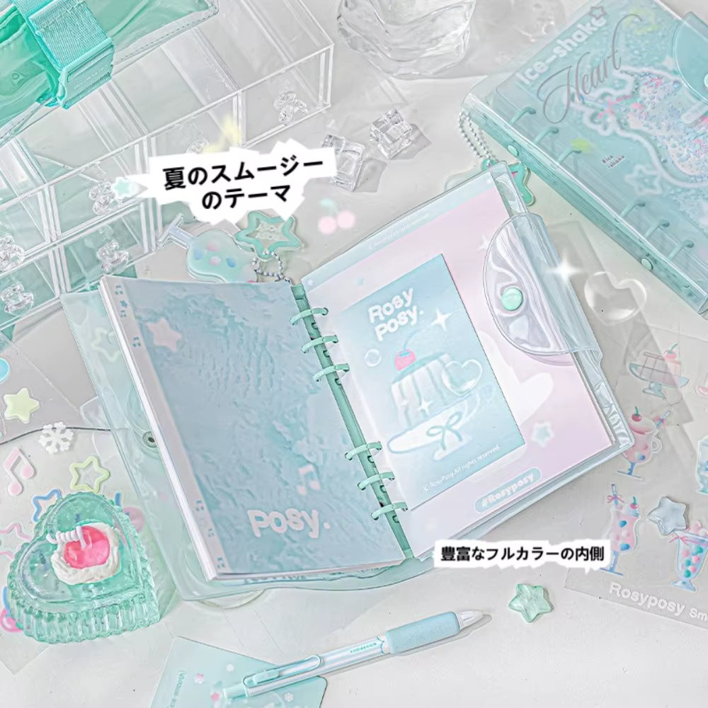 Carnet de notes INS Style Summer Smoothie, transparent avec paillettes et sable mouvant, pour bureau, école, journal, agenda, bloc-notes, cadeaux