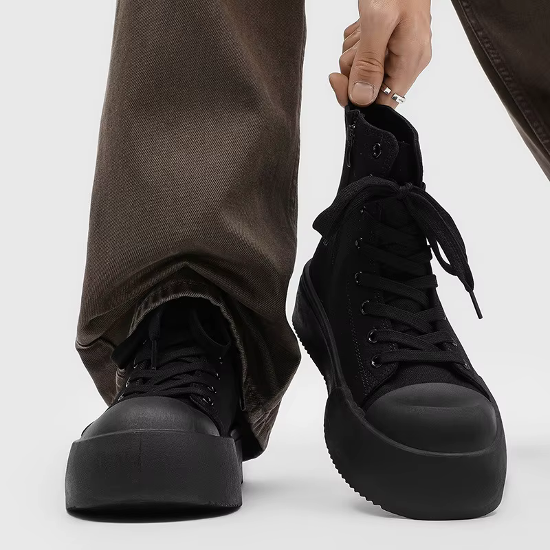Plate-forme haut chaussures en toile pour hommes tendance grande tête décontracté