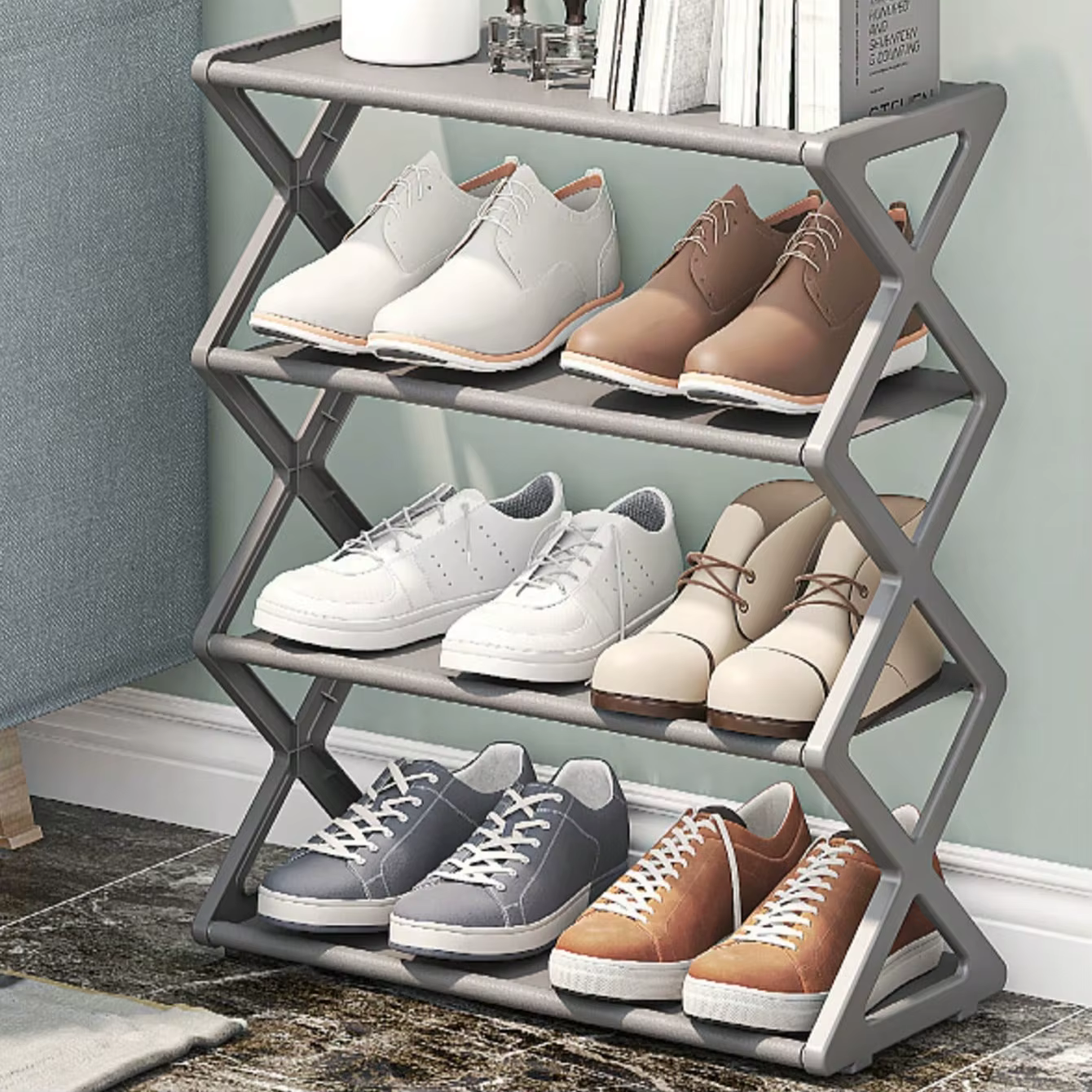 Étagère à chaussures empilable à 4 couches
