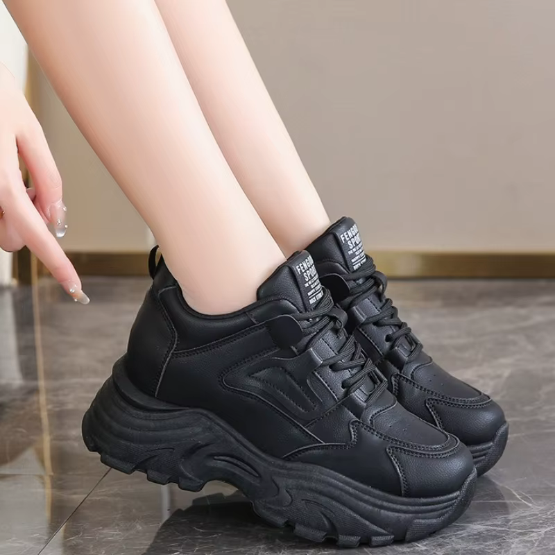 Baskets pour femmes chaussures à plate-forme blanche 2025 à lacets fond épais vulcaniser