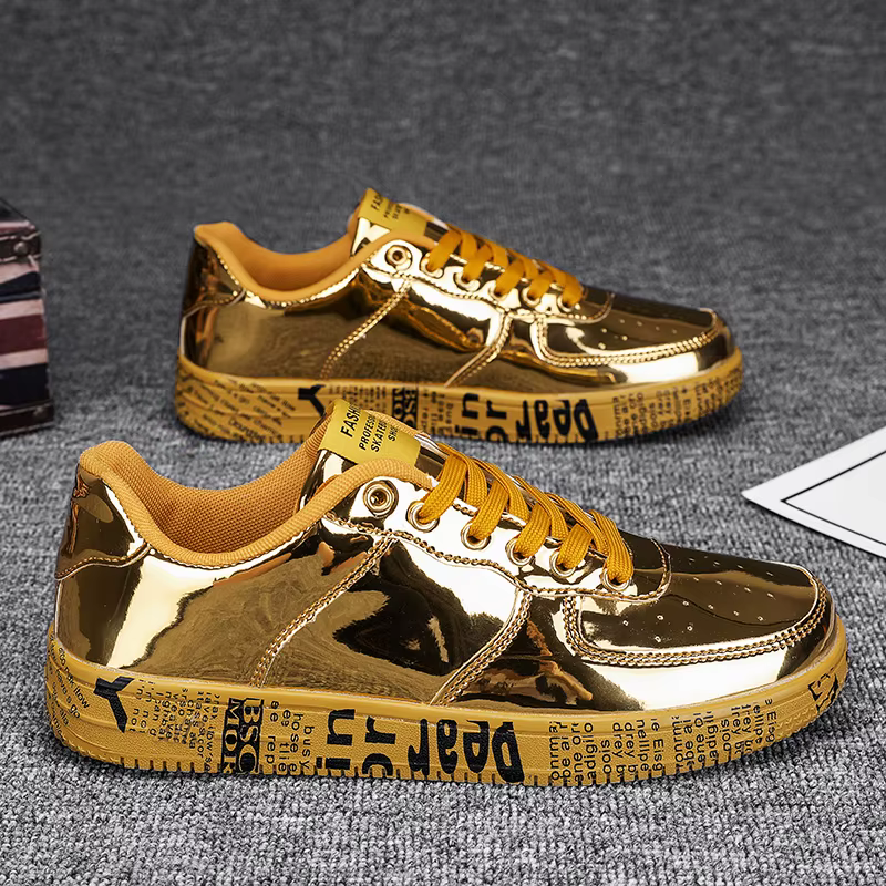 Nouvelles baskets en or Couple chaussures de luxe décontracté paillettes