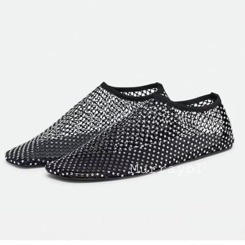 Chaussures de Ballet ajourées en maille à bout rond pour femmes