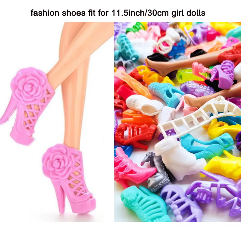 Chaussures pour poupées Barbiess pour filles, talons hauts, chaussures plates, bottes et plus de jouets, design de mode, 11.5 en effet, 30cm, 50 paires, 1/6