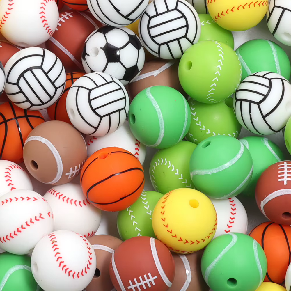 5 pièces Silicone transfert d'eau basket-Ball volley-Ball balle de Tennis Football couleur perles pour bricolage fabrication de bijoux Bracelet collier