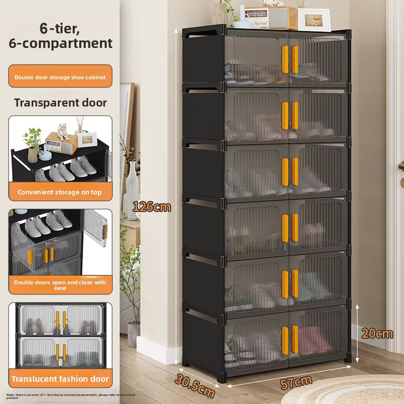 Meuble à chaussures tendance pour entrée, casier à chaussures multi-niveaux pour salon, étagères à collations, boîte de rangement pliable pour chaussures, mobilier