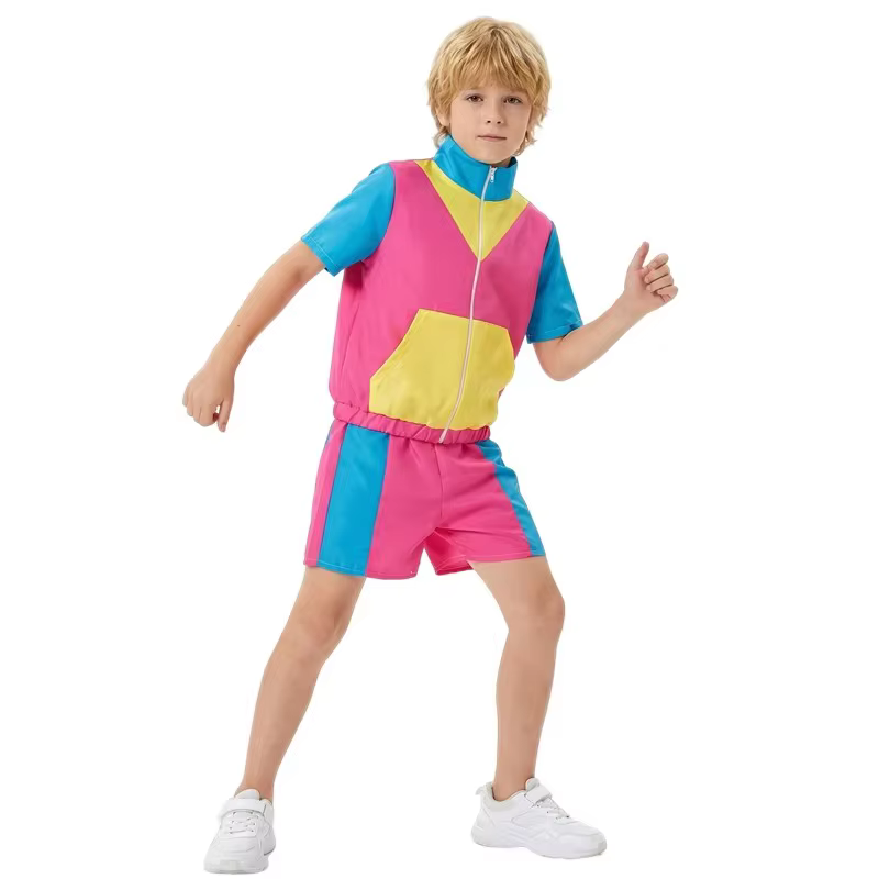 Costumes pour enfants années 80 et 90, tenues disco, vêtements hip hop, ensembles de vêtements de sport, hauts et shorts pour fête dansante, cosplay