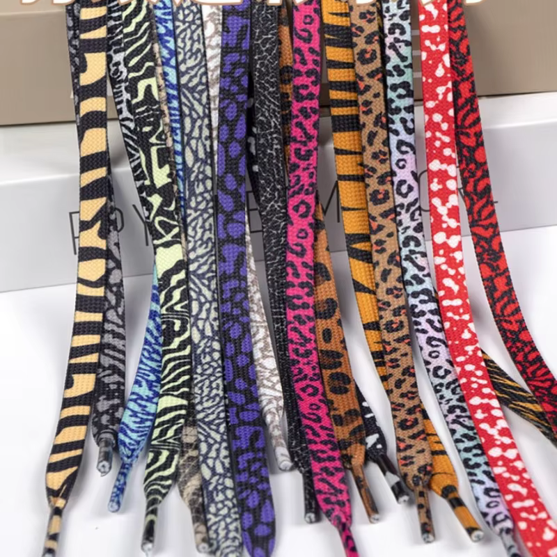 4 paires de lacets plats à imprimé léopard