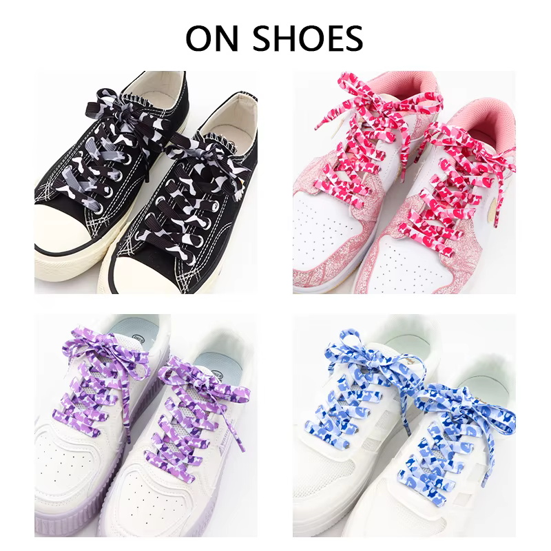 Lacets de chaussures plats imprimés de Camouflage pour baskets