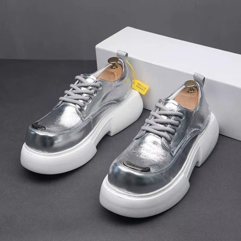 Chaussures de luxe argentées pour hommes