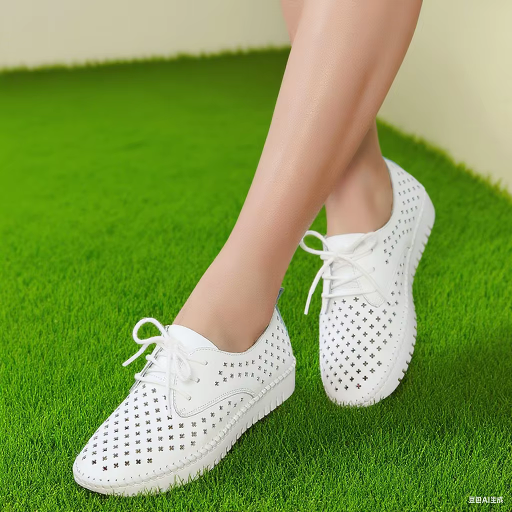 Baskets plates en cuir véritable pour femmes