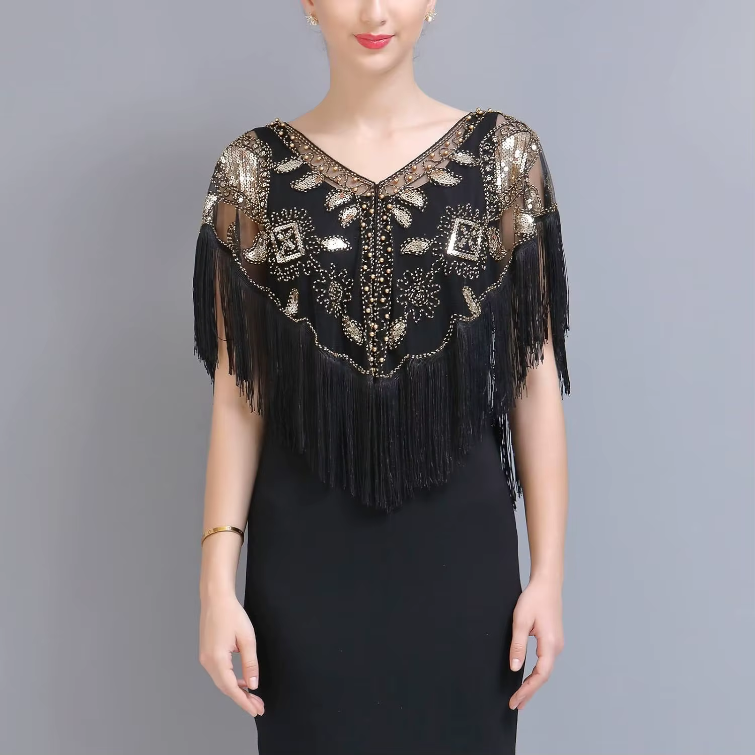 Châles pour femmes des années 1920, châles de mariée à paillettes et perles, cape de soirée style Charleston