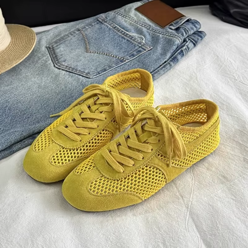 Baskets pour femmes 2026 – Chaussures d'entraînement allemandes d'été en maille respirante et cuir véritable