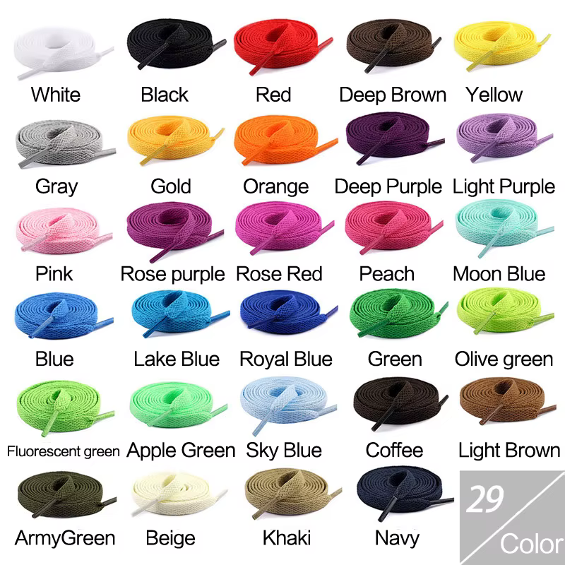 1 paire 100 120 CM longueur 29 couleurs lacet plat populaire chaussures de sport lacets décontracté toile unisexe