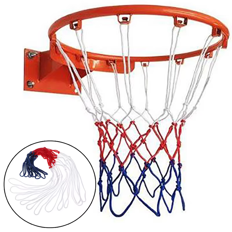 Filet de basket-ball de sports de plein air, fil de nylon standard, cerceau de basket-ball, filet de maille, panneau arrière, boule de jante, 12 boucles