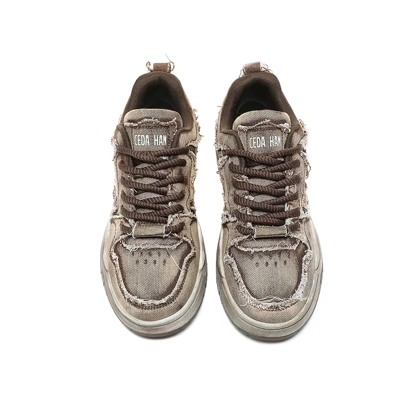 Chaussures de skateboard personnalisées en denim rétro pour hommes