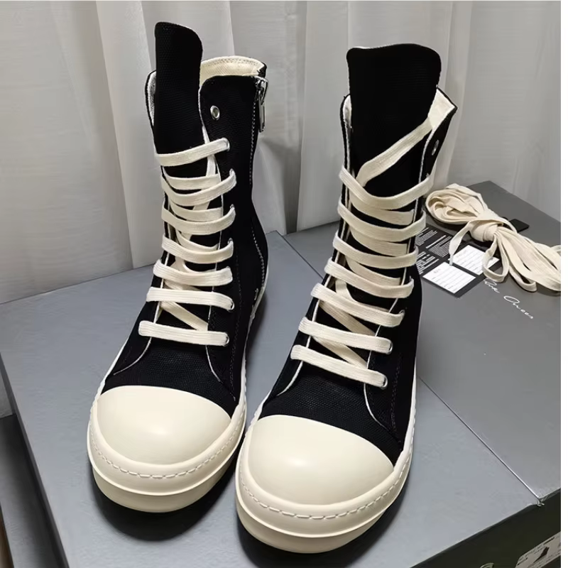 YETTIES Baskets montantes en toile unisexes | Chaussures d'été zippées à semelle épaisse | Plimsolls décontractés à