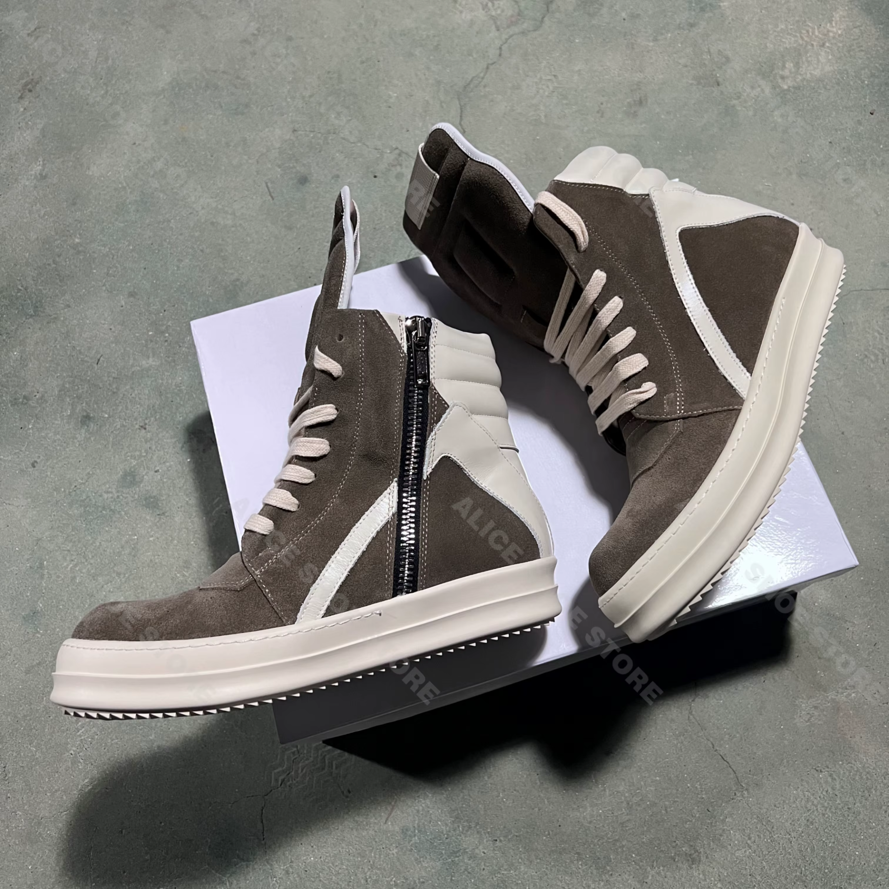 Marque décontracté hommes chaussure haut femmes Sneaker qualité marron Geobasket vache daim fermeture éclair luxe semelle épaisse plat bottine