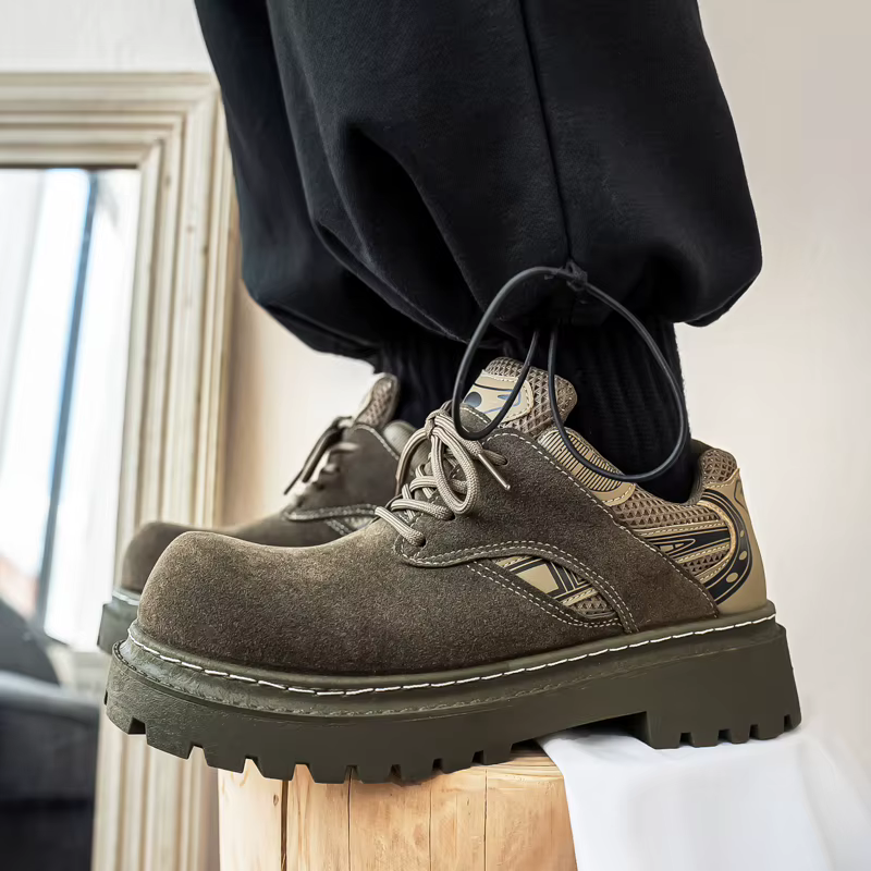 Automne hommes plate-forme chaussures en daim cuir