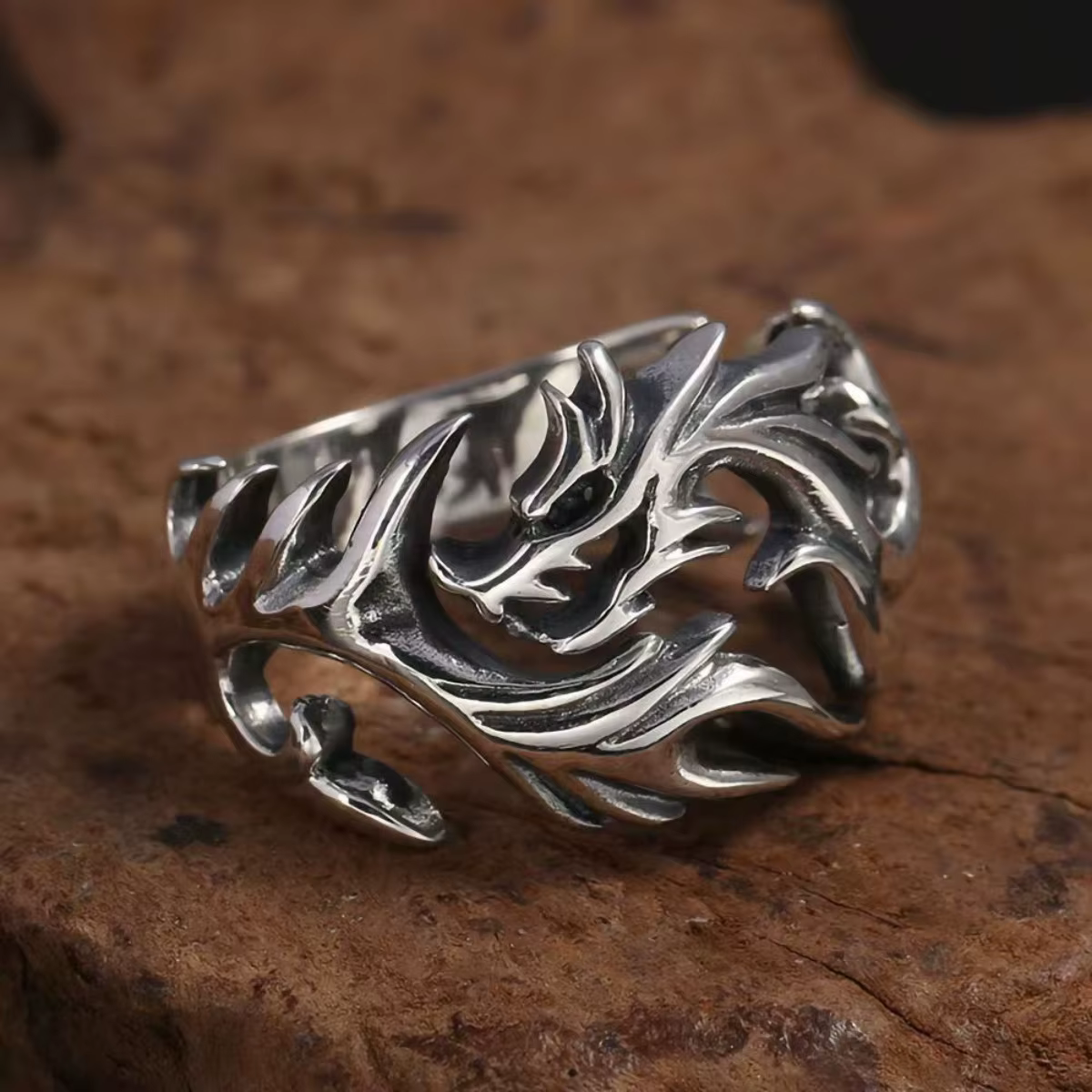 Bagues de forme irrégulière pour hommes, anneau ouvert réglable en acier inoxydable, couleur argent, bijoux Punk Vintage, cadeaux