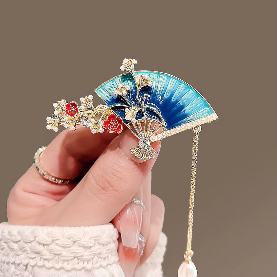 Accessoires de cheveux de style ancien pour femmes, design en forme d'éventail, pince latérale, pince élégante pour frange, épingle à cheveux, ornement capillaire