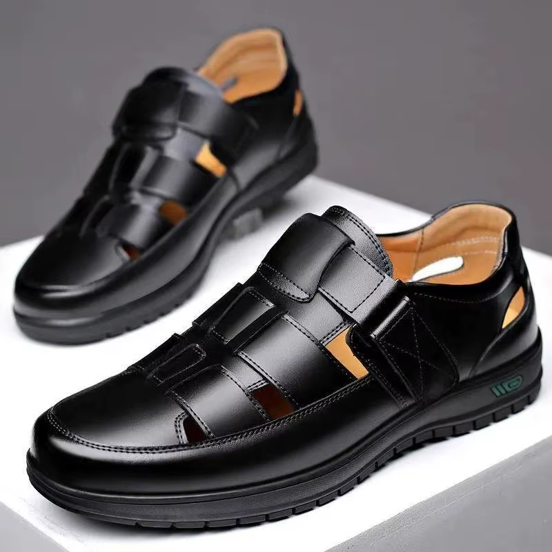 Chaussures en cuir noir pour hommes
