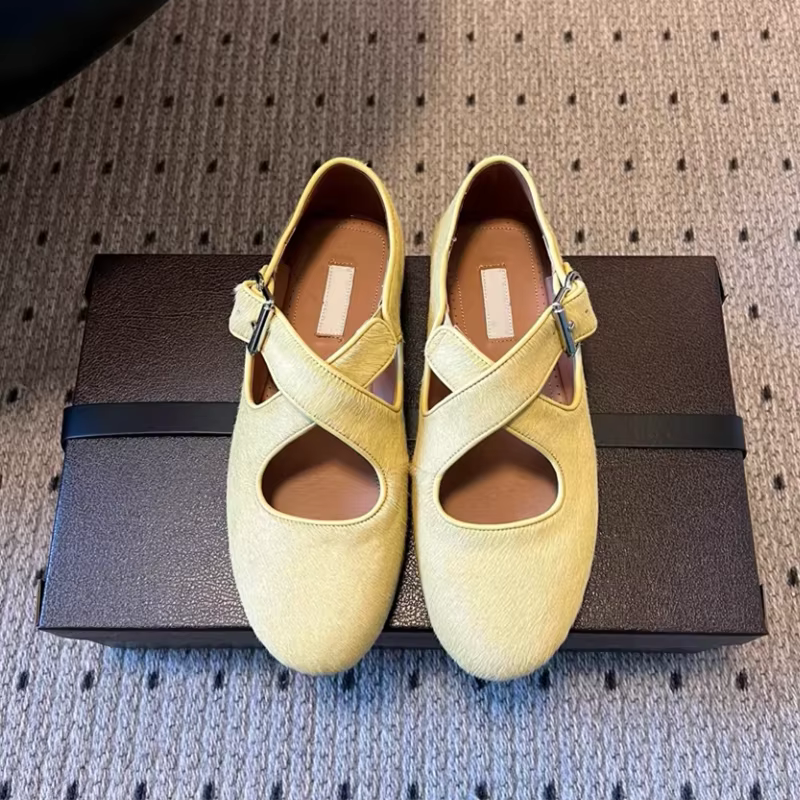 Chaussures plates en velours pour femme