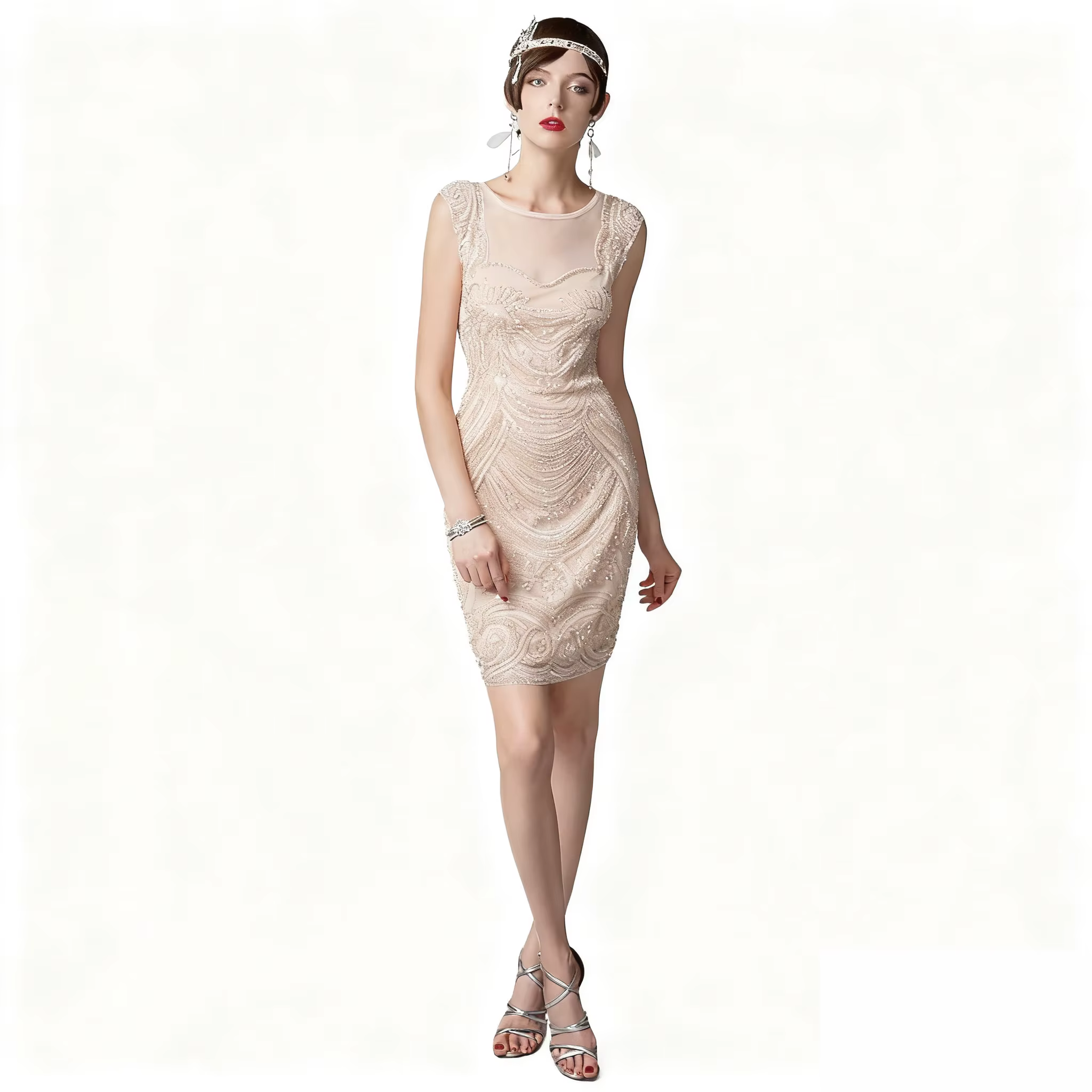 Robe sirène dos nu style Gatsby, noire et champagne, broderie de sequins, robe de soirée élégante, costume de cosplay pour femme