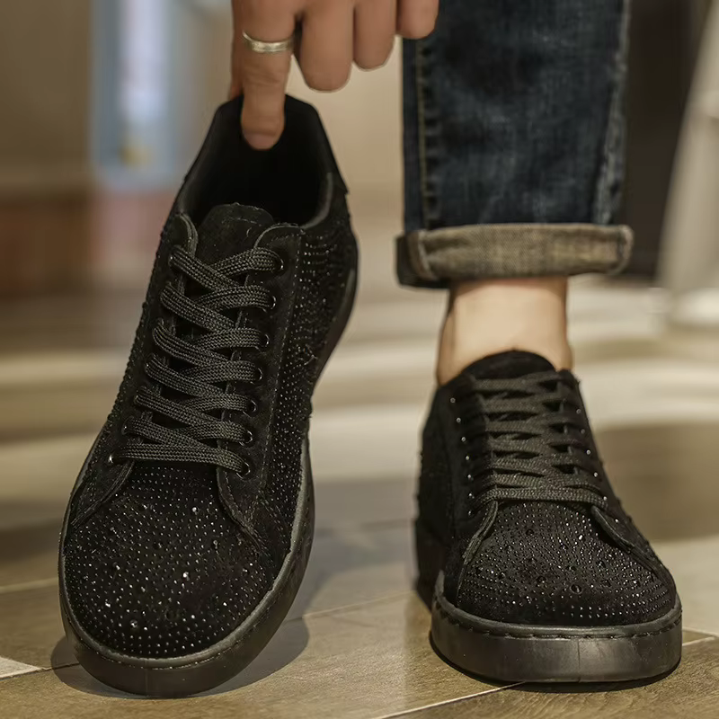 2025 nouveaux hommes diamant Flash baskets confortable respirant semelle plate voyage étudiant décontracté mat noir chaussures à la mode Tenis