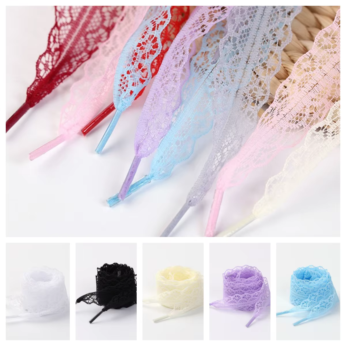 1 paire de lacets en dentelle de soie douce