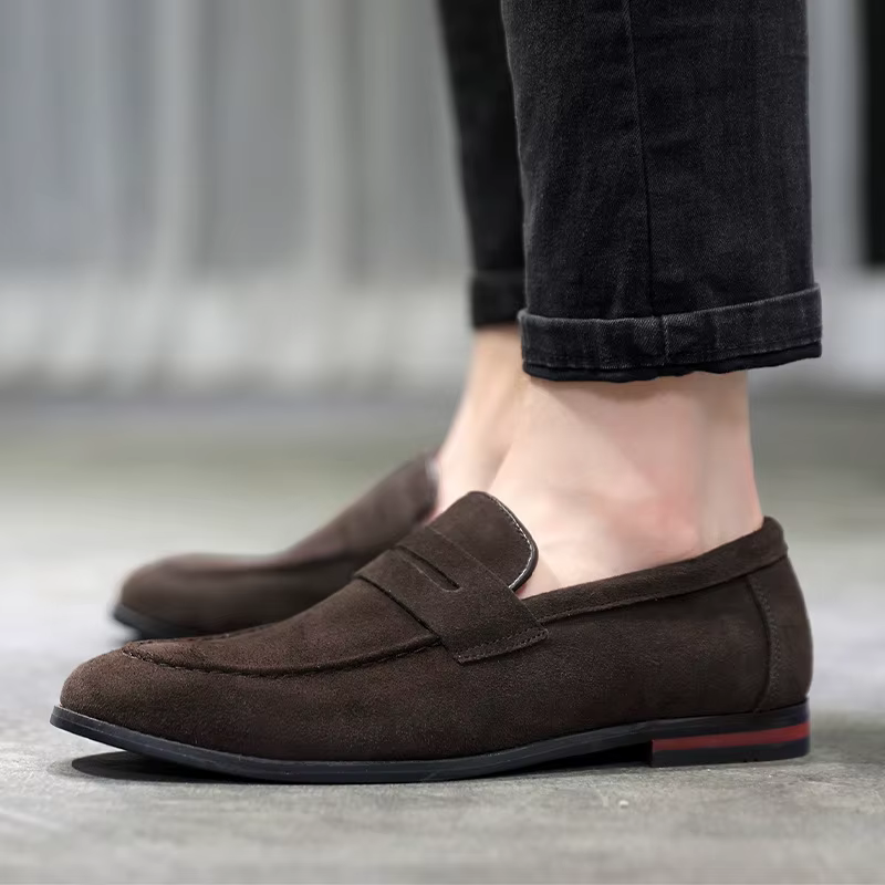 Chaussures décontractées pour hommes mocassins en daim mode sans lacet