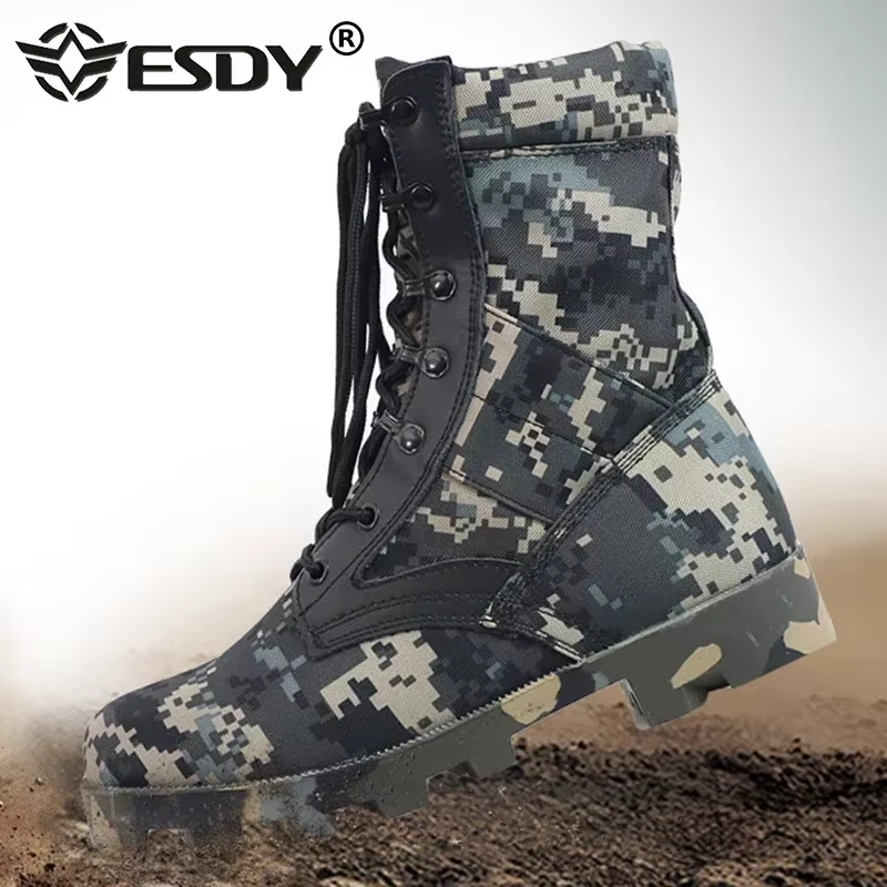 Bottines de Camouflage en cuir véritable pour hommes