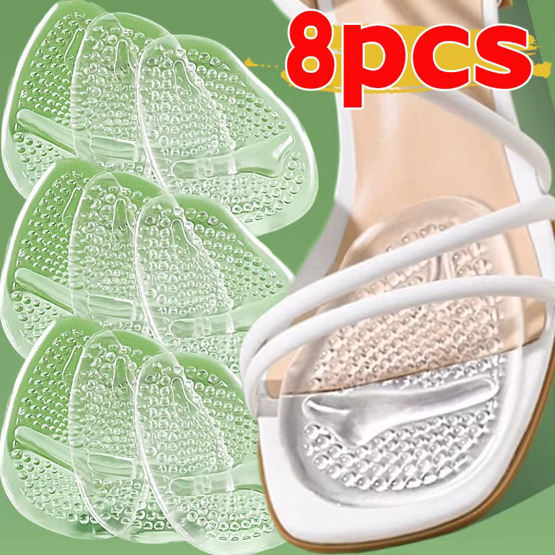 4Pairs Forefoot Insert Cushion Pads for Women Shoe Anti Slip Silicone Foot Pain Relief for High Heels Sandals Gel