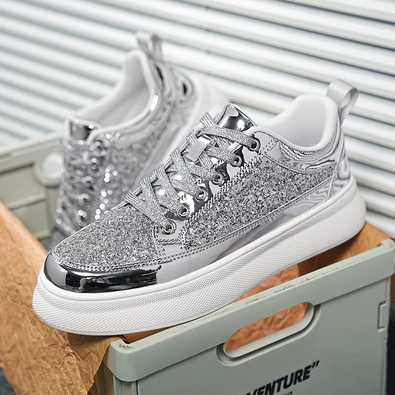 Baskets à paillettes argentées pour hommes