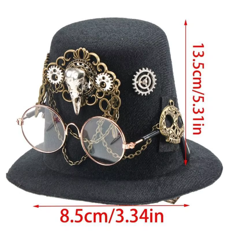 Chapeau Fedoras gothique 39BB, équipement Steampunk, Costume jeu rôle pour hommes femmes, haut-de-forme