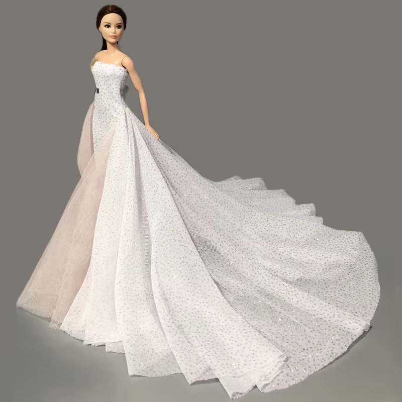 Robe de mariée blanche de haute couture pour poupée Barbie, vêtements de grande robe de soirée, tenues, accessoires de poupée 1/6